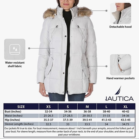 NAUTICA Puffer Coat Black Microfiber Hooded Winter Jacket - Picture 7 of 10